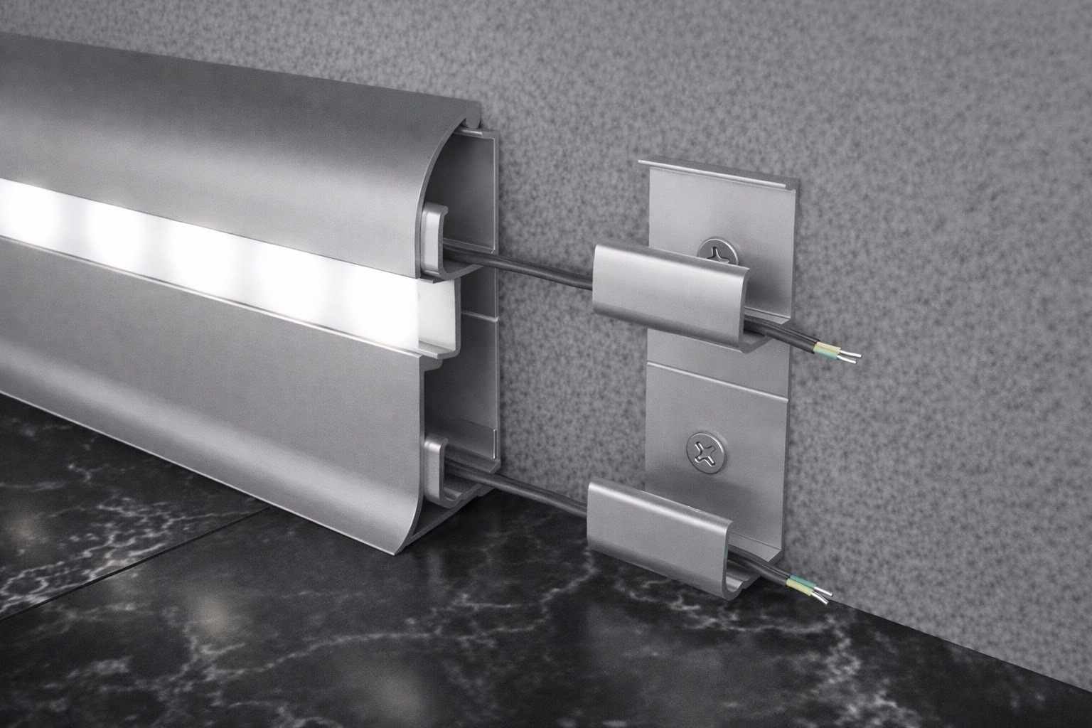 Алюминиевый плинтус Fezard ALP-C65-led