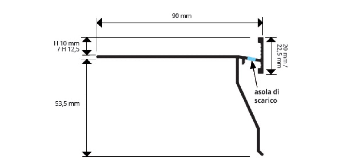 Отлив для балкона под плитку Fezard ALO-12.5 (ПОД ЗАКАЗ)